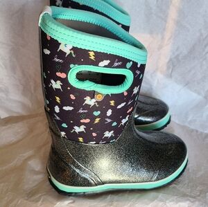 Bogs Classic Pegasus Little Kids Waterproof Snow Boots Black Multi & Teal Size 3